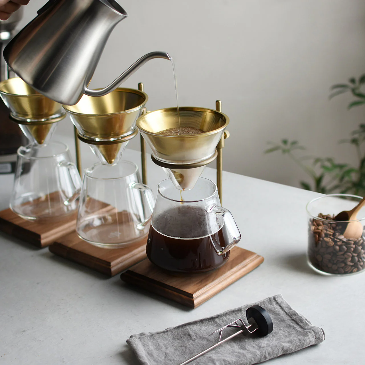 SCS Brass Pourover Coffee Stand Set - Image 3